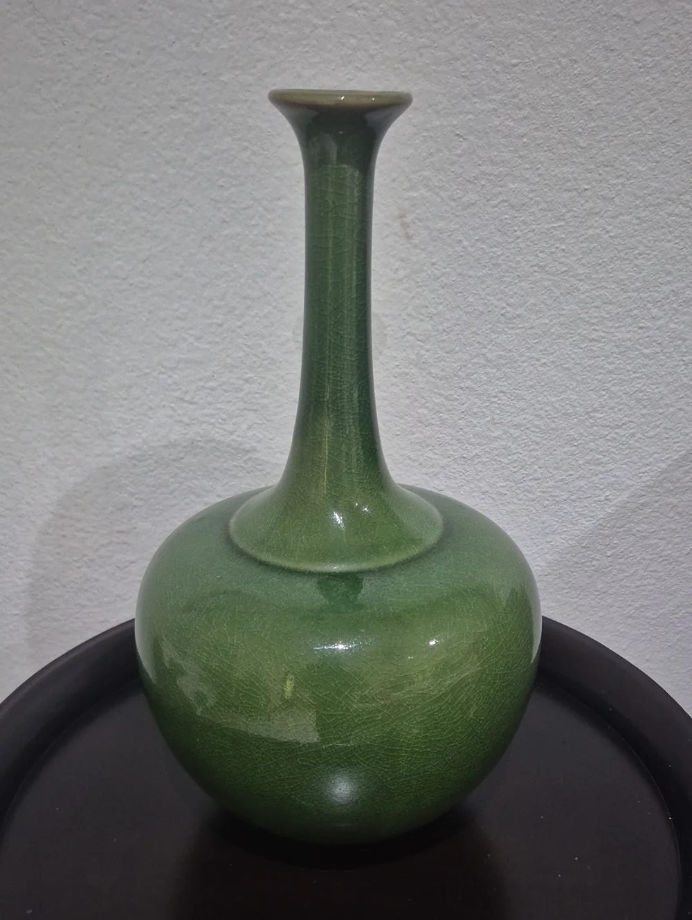 Pottery Barn Green Glazed Tall Neck Vase